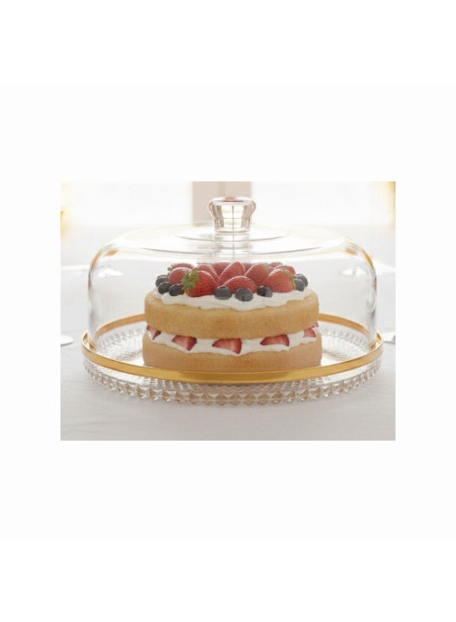 Luxury Crystal Plastic Cake Holder, Dish or Container with a Transparent Lid 28X28X13 cm - Image 3